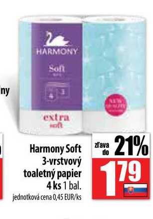 Harmony Soft 3-vrstvový toaletný papier 4 ks 
