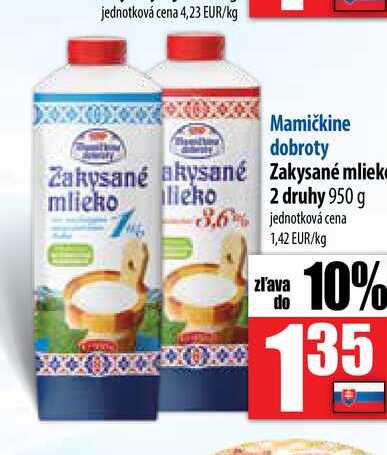  Zakysané mlieko 2 druhy 950 g 