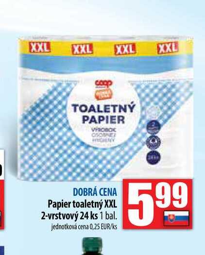 Papier toaletný XXL 2-vrstvový 24 ks