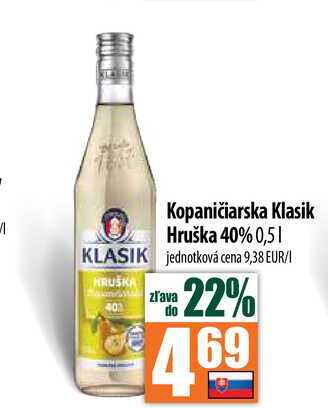 Kopaničiarska Klasik Hruška 40% 0,5 l 