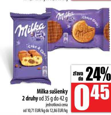 Milka sušienky 2 druhy od 35 g do 42 g 