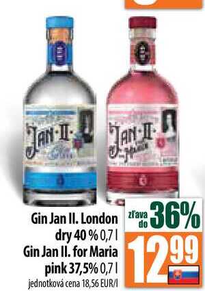 Gin Jan II. Londonava 36% dry 40% 0,7 l