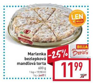 Marlenka bezlepková mandľová torta 600 g