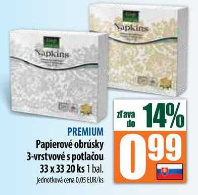Papierové obrúsky 3-vrstvové s potlačou 33 x 33 20 ks