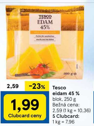 Tesco eidam 45 %, 250 g