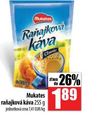 Mukates raňajková káva 255 g