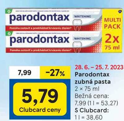 Parodontax zubná pasta, 2x 75 ml