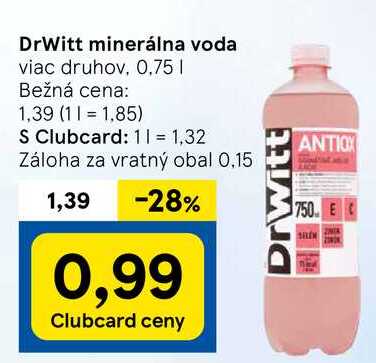 DrWitt minerálna voda, 0,75 l