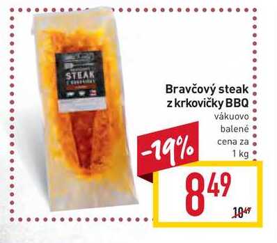 Bravčový steak z krkovičky BBQ vákuovo balené cena za 1 kg