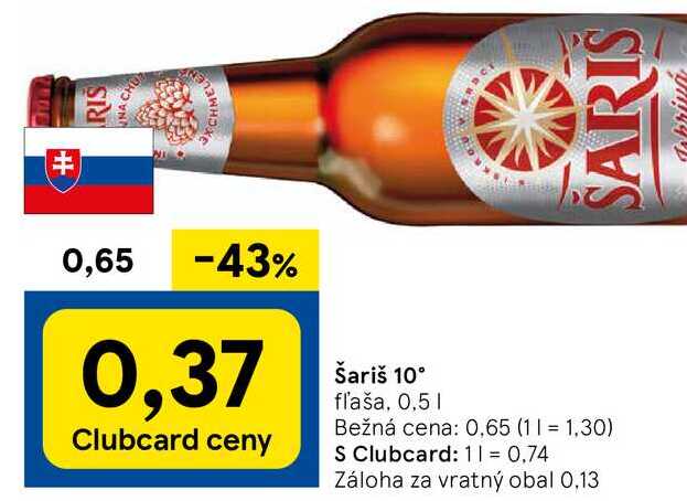 Šariš 10°, 0,5 l