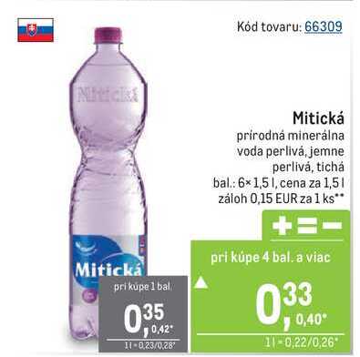 Minera kalciová prírodná minerálna voda 1,5 l v akcii | Zlacnene.sk