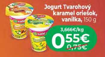 Sabi jogurt Tvarohový karamel oriešok, vanilka, 150 g v akcii