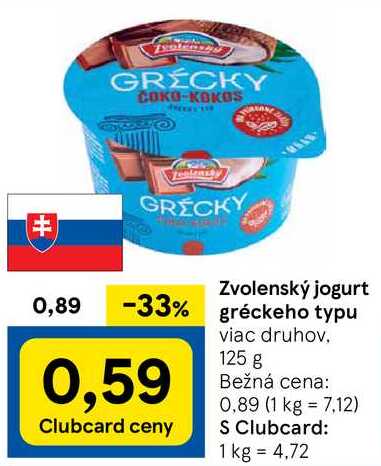 Zvolenský jogurt gréckeho typu, 125 g v akcii