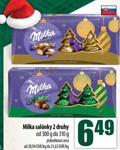 Milka salónky 2 druhy od 300 g do 310 g