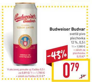 Budweiser Budvar svetlé pivo plechovka 12% 0,5 l