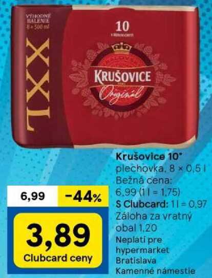 Krušovice 10°, 8 x 0,5 l