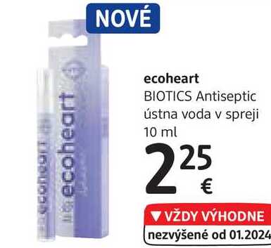 ecoheart BIOTICS Antiseptic ústna voda v spreji, 10 ml