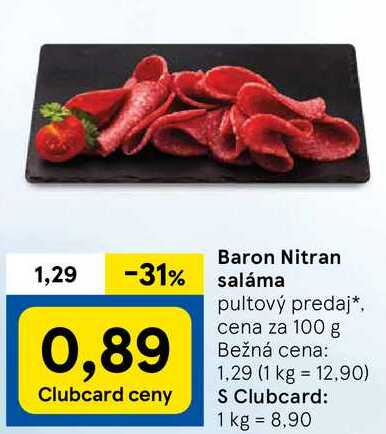 Baron Nitran saláma, cena za 100 g