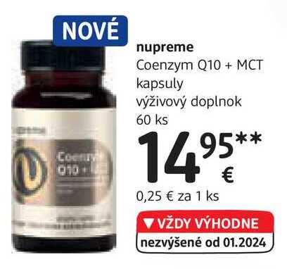 nupreme Coenzym Q10 + MCT kapsuly, 60 ks
