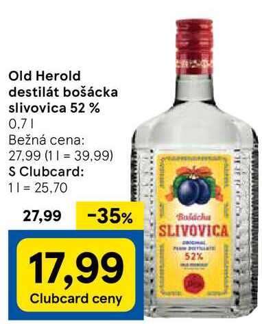 Old Herold destilát bošácka slivovica 52 %, 0,7 l