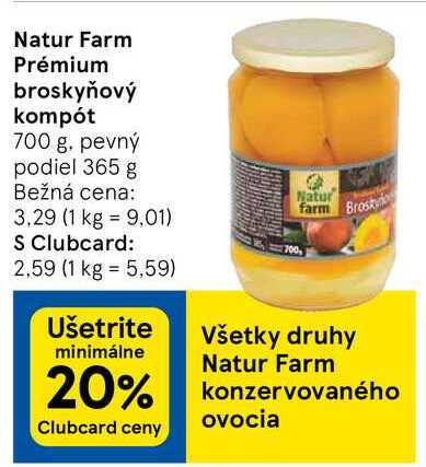 Natur Farm Prémium broskyňový kompót, 700 g