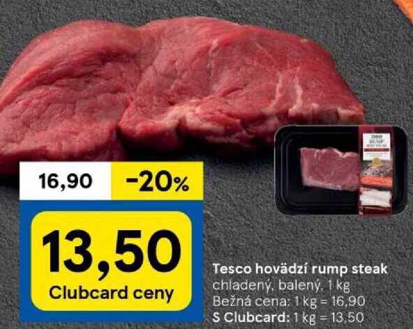 Tesco hovädzí rump steak, 1 kg