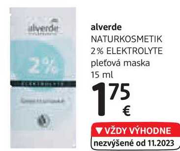 alverde NATURKOSMETIK 2% ELEKTROLYTE pleťová maska, 15 ml 