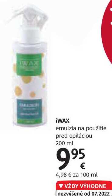 iWAX emulzia na použitie pred epiláciou, 200 ml 07.2022 