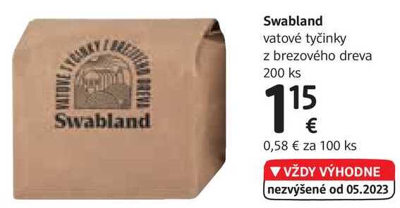 Swabland vatové tyčinky z brezového dreva, 200 ks 