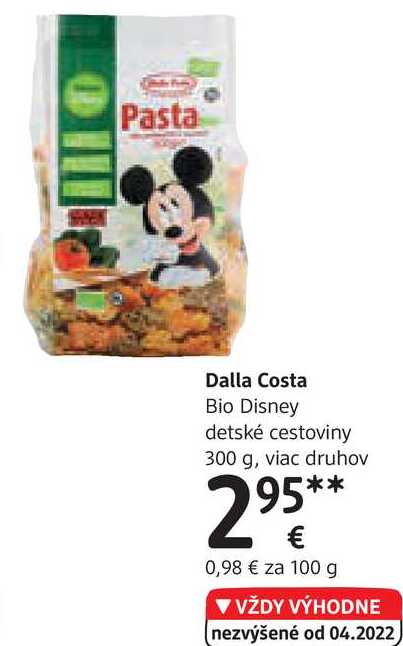 Dalla Costa Bio Disney detské cestoviny, 300 g