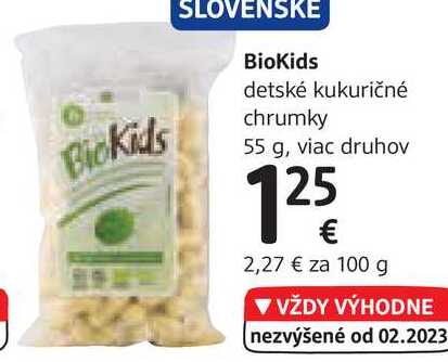 BioKids detské kukuričné chrumky, 55 g