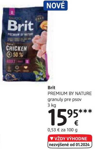 Brit PREMIUM BY NATURE granuly pre psov, 3 kg 
