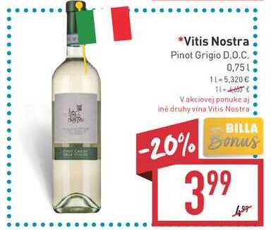 Vitis Nostra Pinot Grigio D.O.C. 0,75 l