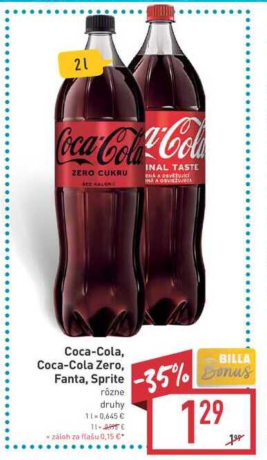 Coca-Cola / Coca-Cola Zero / Fanta / Sprite 2 l