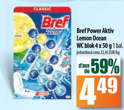 Bref Power Aktiv Lemon Ocean WC blok 4 x 50 g 1 bal.  