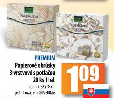 Papierové obrúsky 3-vrstvové s potlačou 20 ks 1 bal.