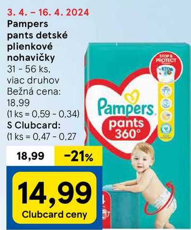 Pampers pants detské plienkové nohavičky, 31 - 56 ks