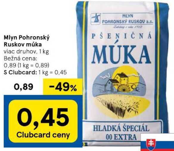 Mlyn Pohronský Ruskov múka, 1 kg