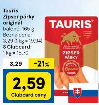 Tauris Zipser párky originál, 165 g 