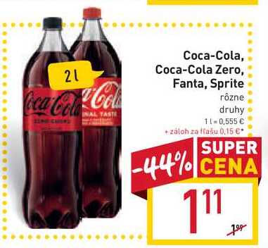Coca-Cola / Coca-Cola Zero / Fanta / Sprite 2 l