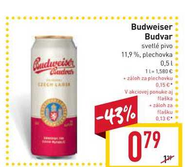 Budweiser Budvar svetlé pivo 11,9%, plechovka 0,5L