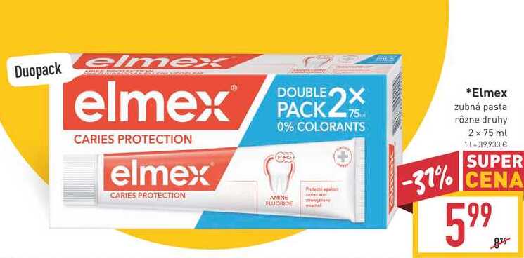 Elmex zubná pasta rôzne druhy 2 x 75 ml