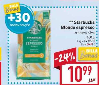 Starbucks Blonde espresso zrnková káva 450 g  