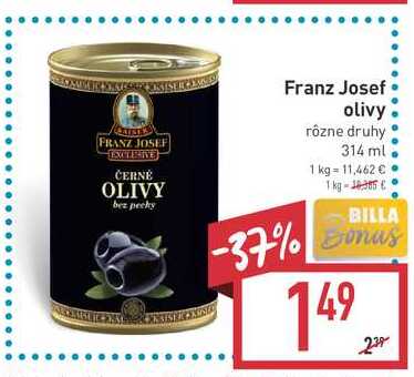 Franz Josef olivy rôzne druhy 314 ml  