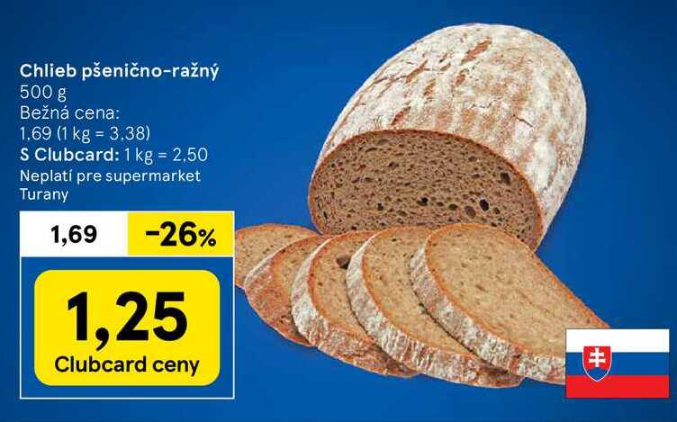 Chlieb pšenično-ražný, 500 g  v akcii