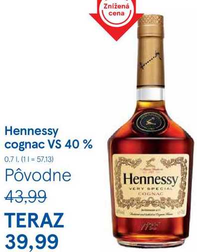 Hennessy cognac VS 40%, 0,7 l