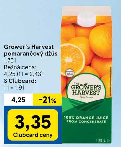 Grower's Harvest pomarančový džús, 1,75 l