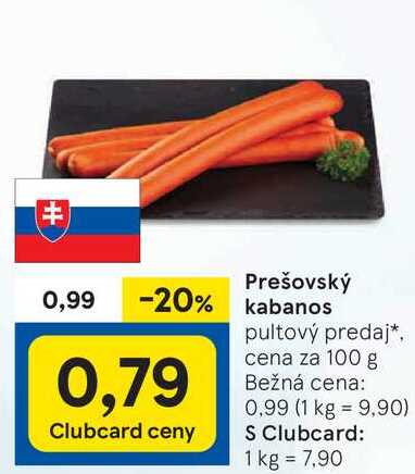 Prešovský kabanos, cena za 100 g