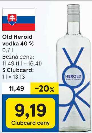 Old Herold vodka 40 %, 0,7 l