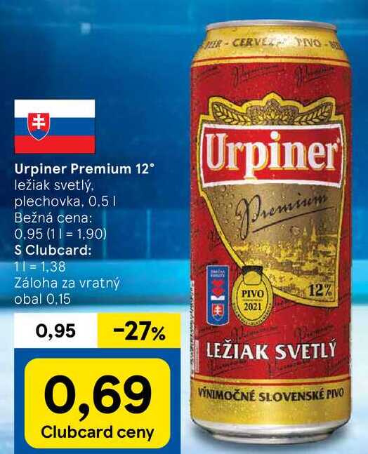 Urpiner Premium 12°, 0,5 l